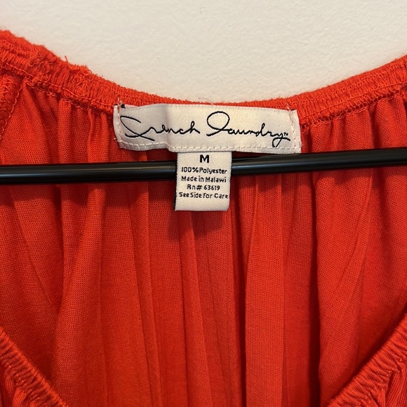 French Laundry Burnt Orange Tie-Front Puff Sleeve Blouse/Top with Diamond Button - Picture 3 of 4